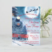 サンタ、トレイン　レッド　クリスマス　オープンハウス　ご招待 招待状 (スタンド正面)