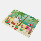 サンタ&トロピカルバードビーチクリスマスホリデー ドアマット (アングル)