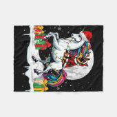 サンタ・ドイツの羊飼い乗馬ユニコーンクリスマスオウン フリースブランケット (正面(横))