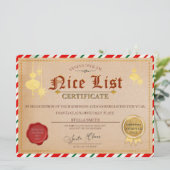 サンタ・ニース・リスト・クリスマス証明書 招待状 (スタンド正面)