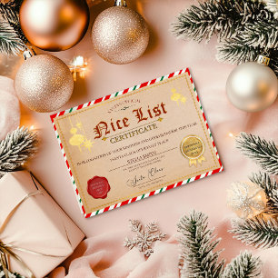 サンタ・ニース・リスト・クリスマス証明書 招待状