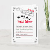 サンタ・ノースポールへの手紙配信の子供の写真 カード (正面)