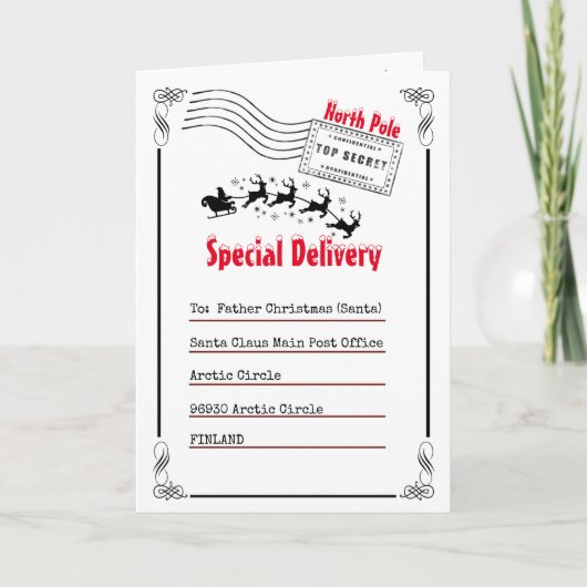 サンタ・ノースポールへの手紙配信の子供の写真 カード (正面)