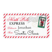サンタ・ノース・ポール・クリスマスパーソナライズされたから ラベル (正面)