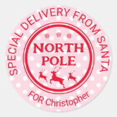 サンタ・ノース・ポール・ホリデーからの特別配達 ラウンドシール (正面)