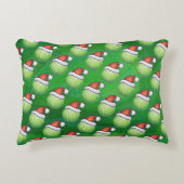 サンタ・ハットでテニスの赤いテニスボール アクセントクッション (正面)