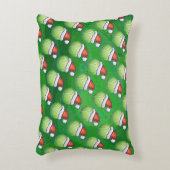 サンタ・ハットでテニスの赤いテニスボール アクセントクッション (正面(垂直))