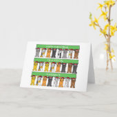 サンタ・ハットで同級生の猫にクリスマスを楽しむ カード (黄色い花)