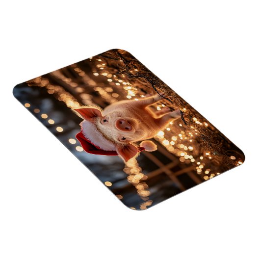 サンタ・ハットで豚を柔軟 マグネット (右側)