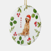 サンタ・ハットとゴールデンレトリバー犬 セラミックオーナメント (右)