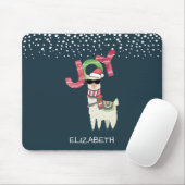 サンタ・ハットとサングラス・ジョイを着たラマ マウスパッド (マウス)