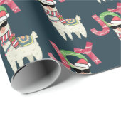 サンタ・ハットとサングラス・ジョイを着たラマ ラッピングペーパー (ロールコーナー)