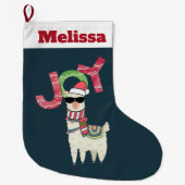 サンタ・ハットとサングラス・ジョイを着たラマ ラージクリスマスストッキング (正面)