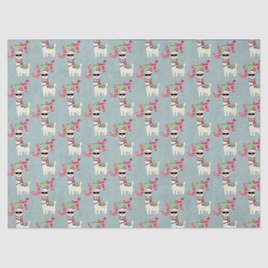 サンタ・ハットとサングラス・ジョイを着たラマ 薄葉紙 (正面)