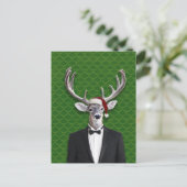 サンタ・ハットとタキシードでホリデーバック シーズンポストカード (スタンド正面)