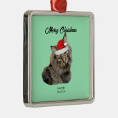 サンタ・ハットとノルウェーの森の猫 メタルオーナメント (右)