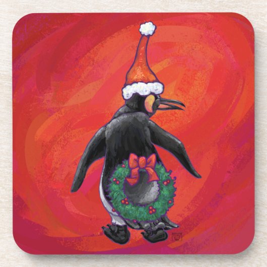 サンタ・ハットにペンギン コースター (正面)