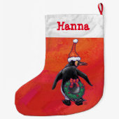 サンタ・ハットにペンギン ラージクリスマスストッキング (裏面)