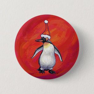 サンタ・ハットにペンギン 缶バッジ