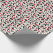 サンタ・ハットに登場する愛らしいヴィンテージのクリスマス猫 ラッピングペーパー (角)