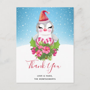サンタ・ハットのかわいいクリスマスペンギン ポストカード
