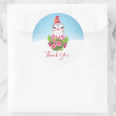 サンタ・ハットのかわいいクリスマスペンギン ラウンドシール (バッグ)