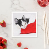 サンタ・ハットのかわいい子猫 スタンダードカクテルナプキン (インサイチュ)