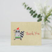 サンタ・ハットのクリスマス・ラクーン 招待状 (スタンド正面)