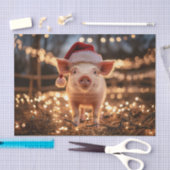 サンタ・ハットのデコパージュで豚 薄葉紙 (クラフト)