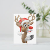 サンタ・ハットのトナカイがサインの後ろから指し示す シーズンポストカード (スタンド正面)
