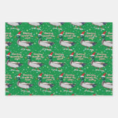 サンタ・ハットのマラルド・ダック雪の中をクッキング ラッピングペーパーシート (正面2)