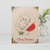 サンタ・ハットのヴィンテージクリスマスキテンス シーズンカード (スタンド正面)