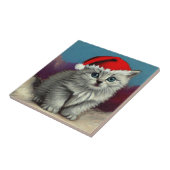 サンタ・ハットのヴィンテージ・クリスマスキャット タイル (側面)
