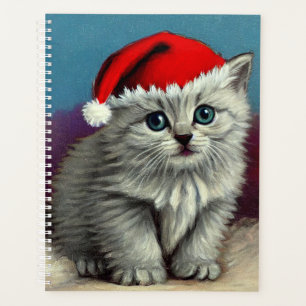 サンタ・ハットのヴィンテージ・クリスマスキャット プランナー手帳