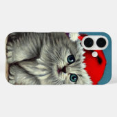 サンタ・ハットのヴィンテージ・クリスマスキャット Case-Mate iPhoneケース (裏面 (横))