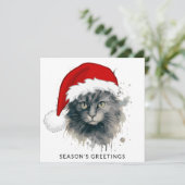 サンタ・ハットの季節の挨拶の猫 シーズンカード (スタンド正面)