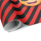 サンタ・ハットの絵文字とサングラスのクリスマス ラッピングペーパー (ロールコーナー)