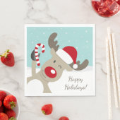 サンタ・ハットの赤い鼻のトナカイ・ルドルフ スタンダードランチョンナプキン (インサイチュ)