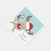 サンタ・ハットの赤い鼻のトナカイ・ルドルフ スタンダードランチョンナプキン (角)