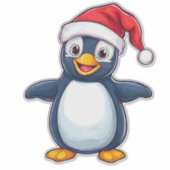 サンタ・ハットの陽気なマンガ・ペンギン シール (正面)