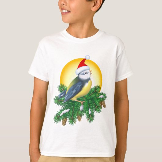 サンタ・ハットの鳥 Tシャツ (正面)