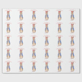 サンタ・ハットを使ったウサギのピーター ラッピングペーパー (フラット)