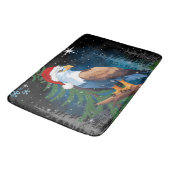 サンタ・ハットを着たハゲ・イーグル冬のシーン・ホリデー バスマット (アングル)