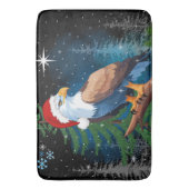 サンタ・ハットを着たハゲ・イーグル冬のシーン・ホリデー バスマット (正面縦)