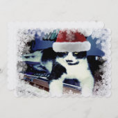 サンタ・ハット付きタキシード猫クリスマスフラットノートカード 招待状 (正面/裏面)