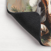 サンタ・ハット油絵のバセット・ハウンド マウスパッド (コーナー)