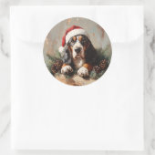 サンタ・ハット油絵のバセット・ハウンド ラウンドシール (バッグ)