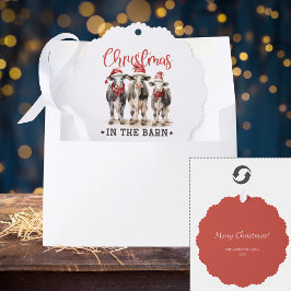 サンタ・ハット素朴の納車牛のクリスマス オーナメントカード