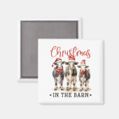 サンタ・ハット素朴の納車牛のクリスマス マグネット (正面/裏面)