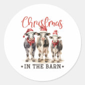サンタ・ハット素朴の納車牛のクリスマス ラウンドシール (正面)